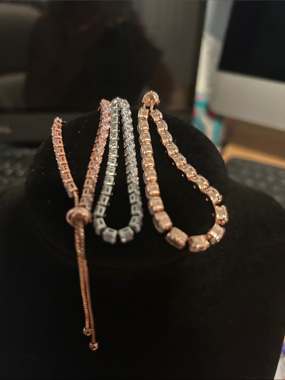 Rose Gold and Silver Sparkling Bracelet Trio – Elegant Women’s Jewelry